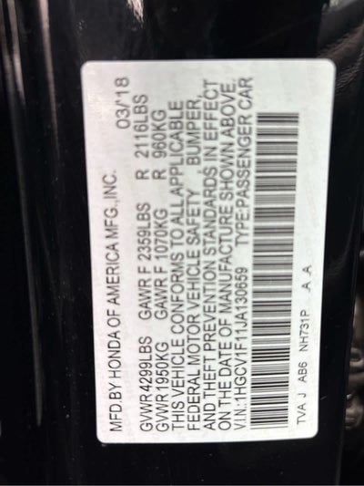 2018 Honda Accord LX 1.5T