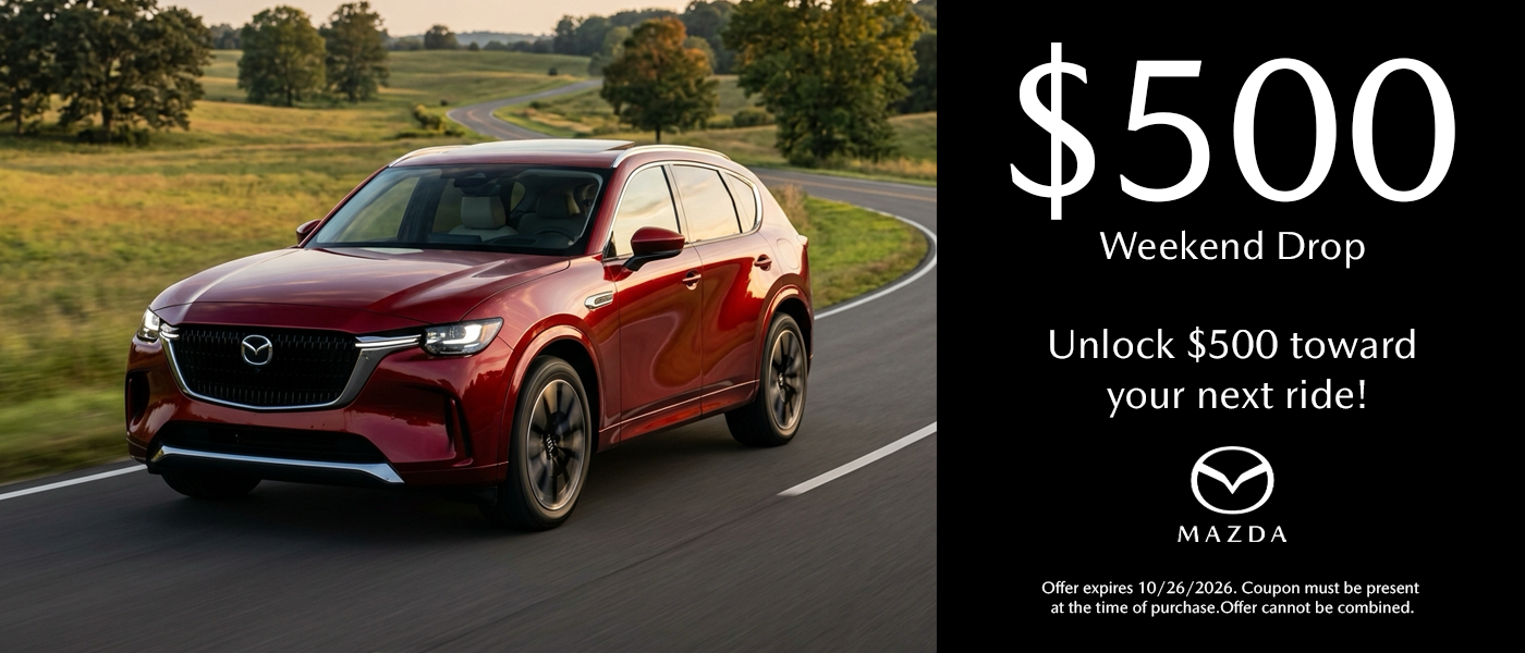 Save $500 on a qualifying in-stock used vehicle at Open Road Mazda of Morristown
